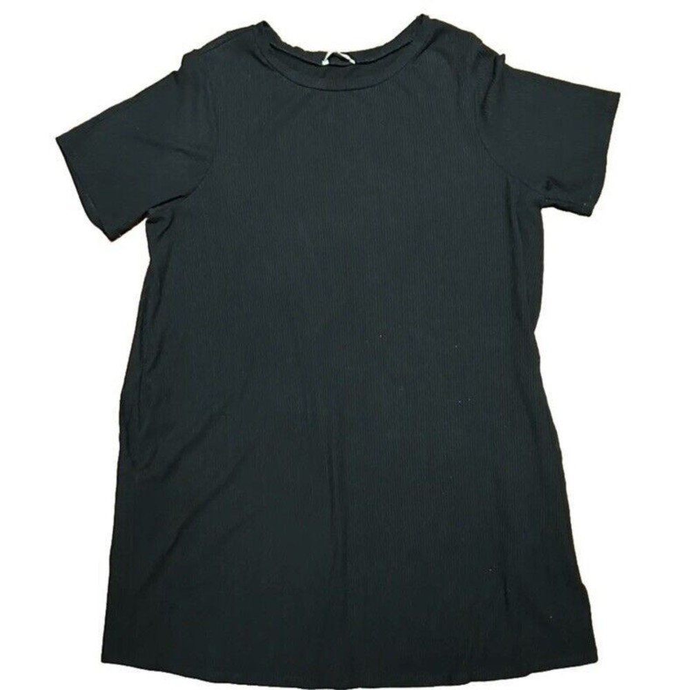 Reformation T Shirt Dress TENCEL Lyocell 1X Black Ribbed Jersey